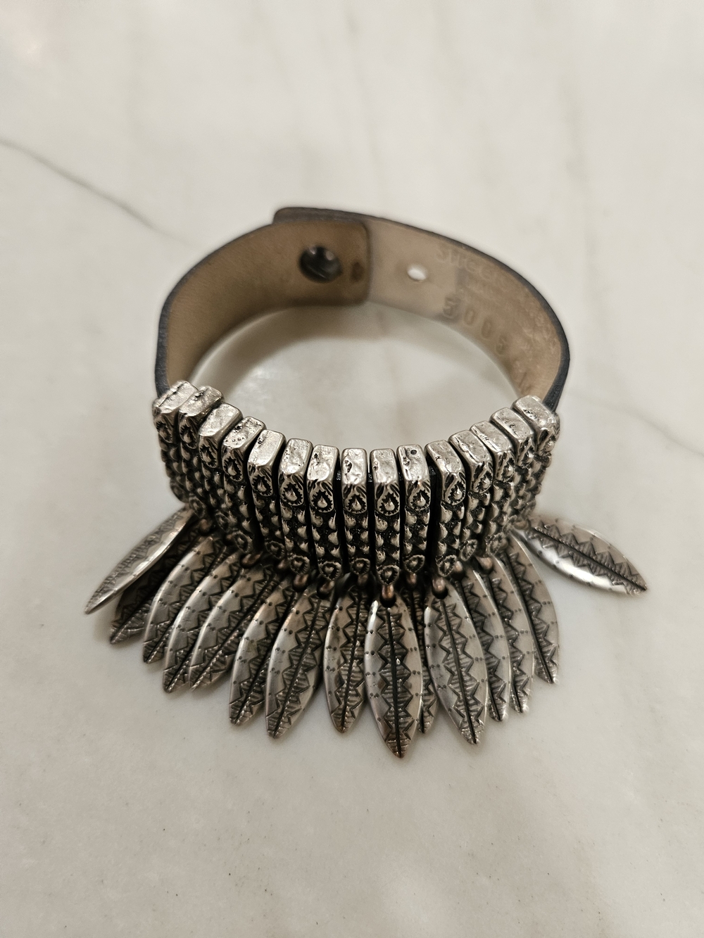Vintage Streets Ahead Leather Fringe Cuff Bracelet (model number 5005 SM).
